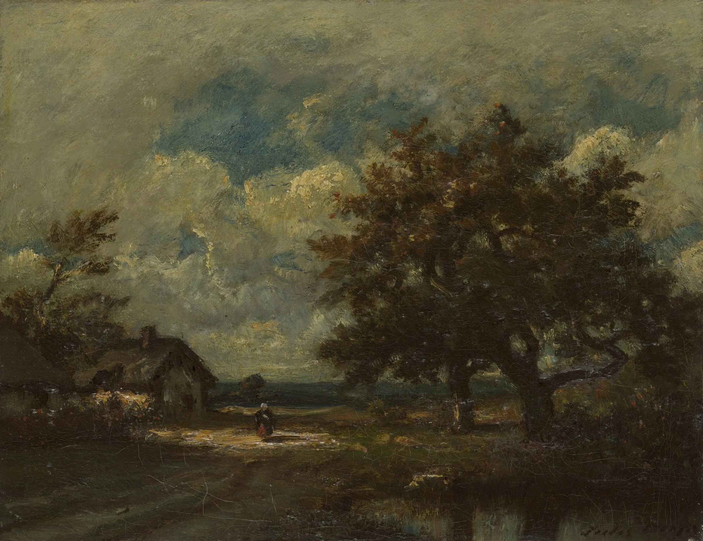 A work made of oil on canvas.